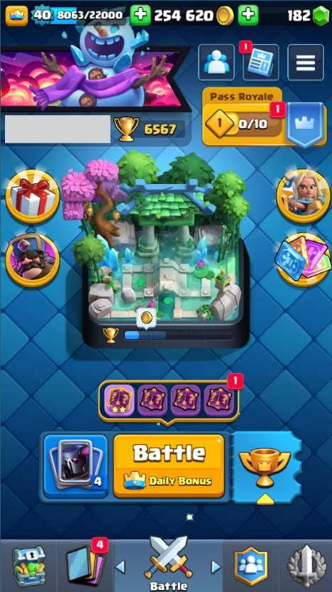 Clash Royale Account (IOS/Android) – Level 40 | Kings Tower 13 | 6567 Trophies | 113 Cards | 23 Emotes | 182 Gems | 254,000 Gold