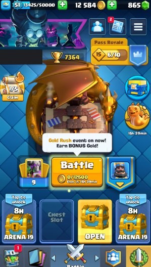 Clash Royale Account (IOS/Android) – Level 51 | Kings Tower 14 | 7364 Trophies | 116 Cards | 43 Emotes | 865 Gems | 12,000 Gold