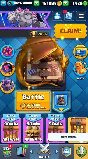Clash Royale Account (IOS/Android) – Level 51 | Kings Tower 14 | 7035 Trophies | 114 Cards | 21 Emotes | 1928 Gems | 161,000 Gold