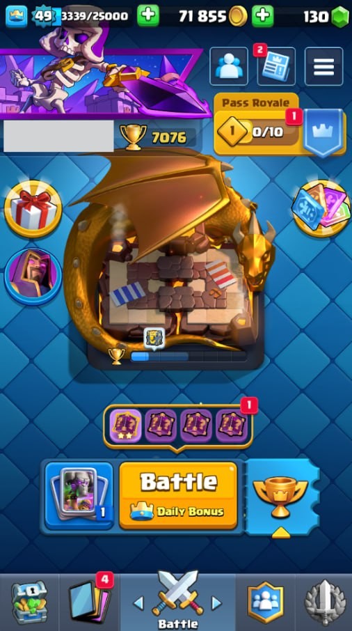 Clash Royale Account (IOS/Android) – Level 49 | Kings Tower 14 | 7076 Trophies | 114 Cards | 53 Emotes | 130 Gems | 71,000 Gold
