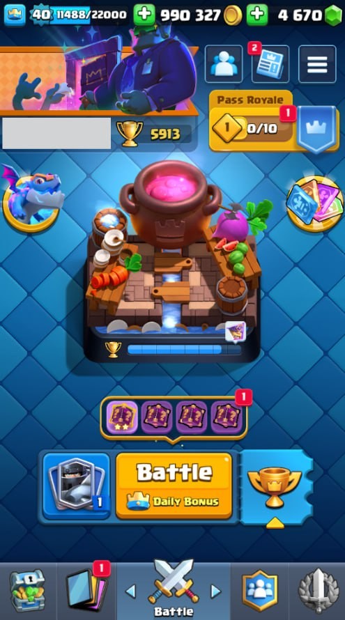 Clash Royale Account (IOS/Android) – Level 40 | Kings Tower 13 | 5913 Trophies | 106 Cards | 41 Emotes | 4670 Gems | 990,000 Gold