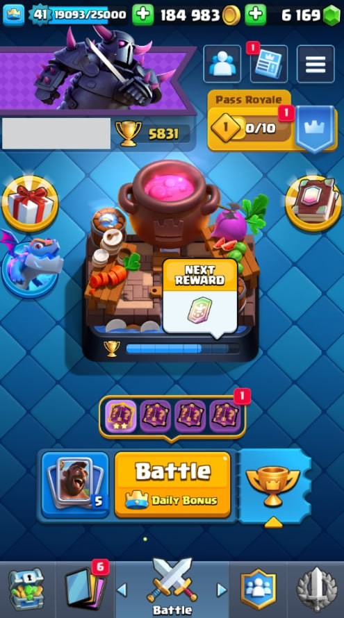 Clash Royale Account (IOS/Android) – Level 41 | Kings Tower 13 | 5831 Trophies | 108 Cards | 37 Emotes | 6169 Gems | 184,000 Gold