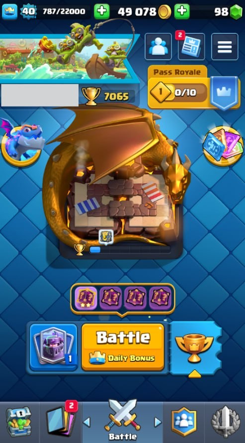 Clash Royale Account (IOS/Android) – Level 40 | Kings Tower 13 | 7065 Trophies | 115 Cards | 24 Emotes | 98 Gems | 49,000 Gold