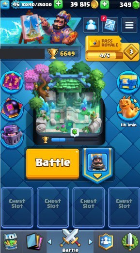 Clash Royale Account (IOS/Android) – Level 45 | Kings Tower 14 | 6649 Trophies | 113 Cards | 52 Emotes | 349 Gems | 39,000 Gold