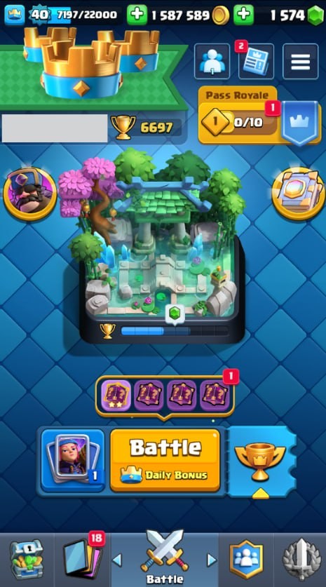 Clash Royale Account (IOS/Android) – Level 40 | Kings Tower 13 | 6697 Trophies | 114 Cards | 28 Emotes | 1574 Gems | 1,500,000 Gold