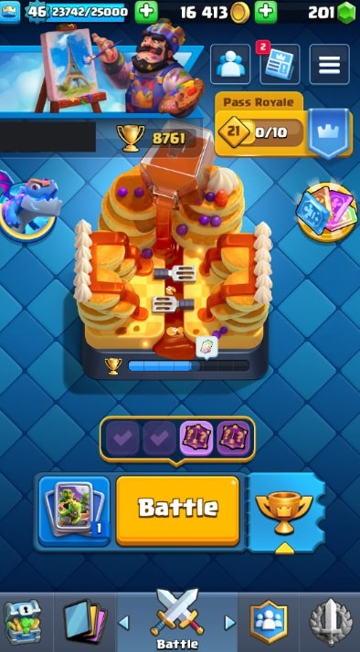 Clash Royale Account (IOS/Android) – Level 46 | Kings Tower 14 | 8761 Trophies | 119 Cards | 67 Emotes | 201 Gems | 16,000 Gold