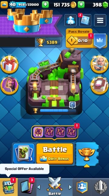Clash Royale Account (IOS/Android) – Level 40 | Kings Tower 13 | 5389 Trophies | 105 Cards | 22 Emotes | 398 Gems | 151,000 Gold