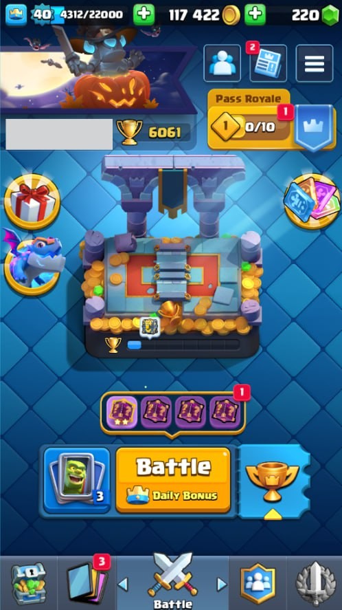 Clash Royale Account (IOS/Android) – Level 40 | Kings Tower 13 | 6061 Trophies | 107 Cards | 25 Emotes | 220 Gems | 117,000 Gold