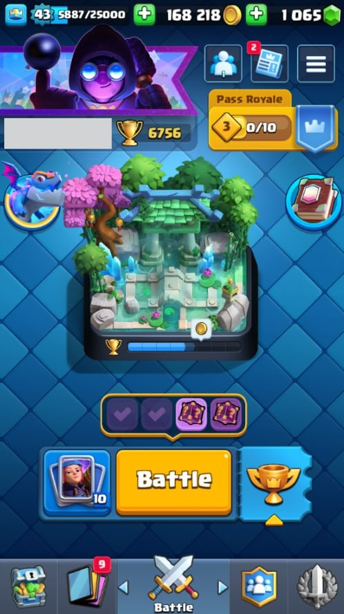 Clash Royale Account (IOS/Android) – Level 43 | Kings Tower 14 | 6756 Trophies | 116 Cards | 43 Emotes | 1065 Gems | 168,000 Gold