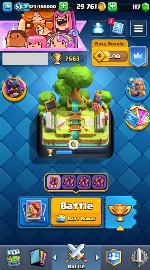 Clash Royale Account (IOS/Android) – Level 53 | Kings Tower 14 | 7663 Trophies | 119 Cards | 94 Emotes | 117 Gems | 29,000 Gold
