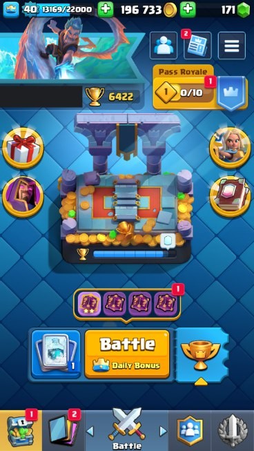 Clash Royale Account (IOS/Android) – Level 40 | Kings Tower 13 | 6422 Trophies | 114 Cards | 59 Emotes | 171 Gems | 196,000 Gold