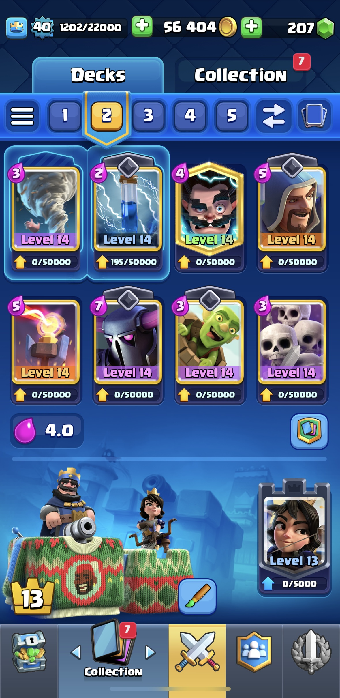 Clash Royale Account (IOS/Android) – Level 40 | Kings Tower 13 | 6311 Trophies | 110 Cards | 207 Gems | 56,404 Gold