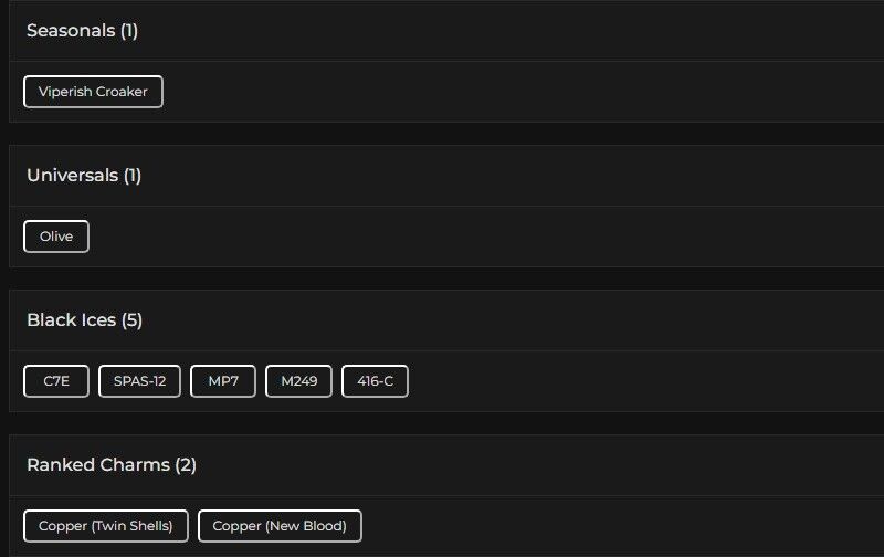Level 97 | Ranked Ready | 5 Black Ice | 1 Universal | #7557