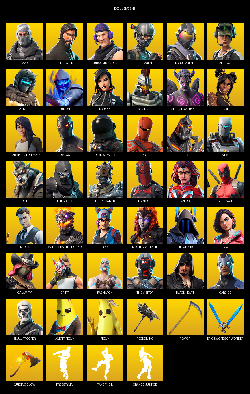 Fortnite Account ( PC / PLAYSTATION ) (The Reaper, Elite Agent, Gear Specialist Maya, Omega, Havoc, Sub Commander, Trailblazer) (90 Skins)