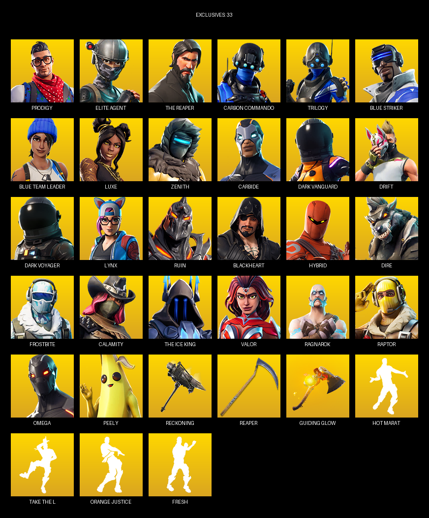 Fortnite Account ( PC / PLAYSTATION ) (Elite Agent, The Reaper, Omega, Prodigy, Carbon Commando, Trilogy, Blue Striker, Luxe, Zenith, Carbide, Dark Vanguard, Drift, Lynx, Ruin, Blackheart, Hybrid, Dire, Frostbite) (70 Skins)