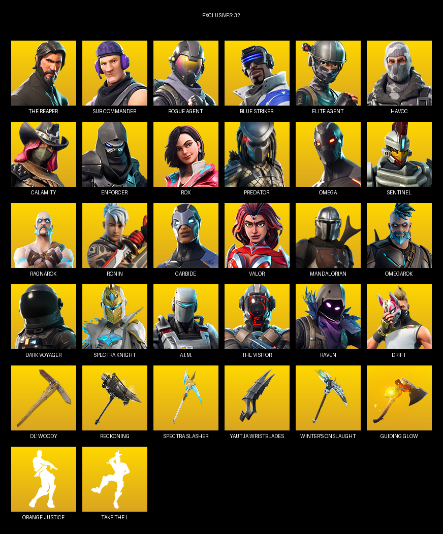 Fortnite Account ( PC ) (The Reaper, Elite Agent, Omega, Sub Commander, Blue Striker, Havoc, Calamity, Enforcer, Rox, Predator, Sentinel, Ragnarok, Ronin, Carbide, Valor, Mandalorian, Omegarok, Dark Voyager, Spectra Knight) (68 Skins)