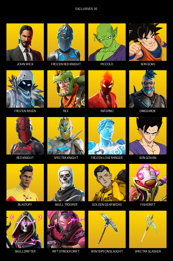Fortnite Account ( PC ) (John Wick, Frozen Red Knight, Piccolo, Son Goku, Rex, Inferno, Omegarok, Blastoff, Bone Boss, Merry Marauder, Splinter, Michelangelo, Coruscant Guard, Heartbreak Ranger, Ricochet Rox) (93 Skins)