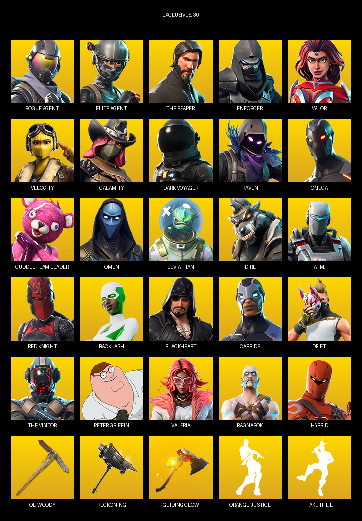 Fortnite Account ( PC ) (Elite Agent, The Reaper, Omega, Enforcer, Valor, Velocity, Calamity, Dark Voyager, Raven, Cuddle Team Leader, Omen, Leviathan, Dire, A.I.M., Red Knight, Backlash, Blackheart, Carbide, Drift) (90 Skins) Fortnite Account ( PC ) (Elite Agent, The Reaper, Omega, Enforcer, Valor, Velocity, Calamity, Dark Voyager, Raven, Cuddle Team Leader, Omen, Leviathan, Dire, A.I.M., Red Knight, Backlash, Blackheart, Carbide, Drift) (90 Skins)