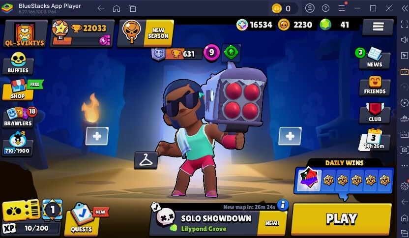 112 SKINS 🔥 2 HYPERCHARGE 🔥 22.033 TROPHIES 🔥8 BUFFIES 💜 67 BRAWLERS 💜 0 PRESTIGE 💜 4 MAX BRAWLERS 🔥20K