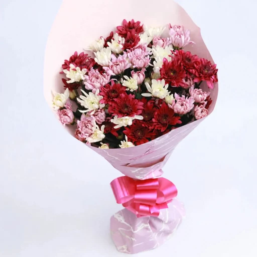Majestic Harmony Pink White & Purple Chrysanthemums Lite