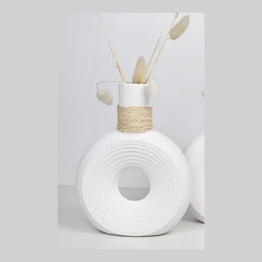 Ceramic Vase (White & Silver)
