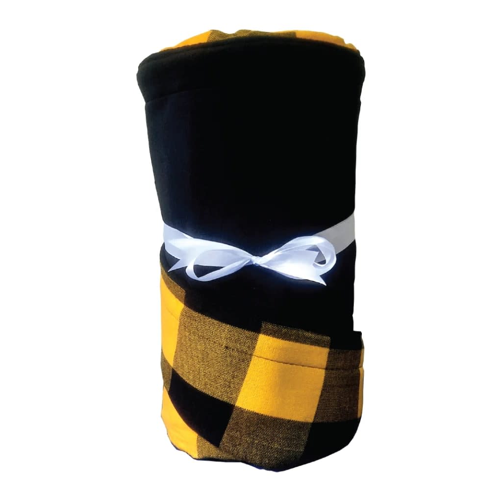 Maasai Fleece Blanket Heavy (Yellow Black Checkered) - view 1