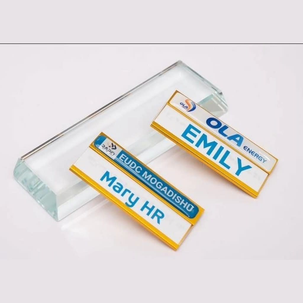 Gold Wide Replaceable Nametags - view 1