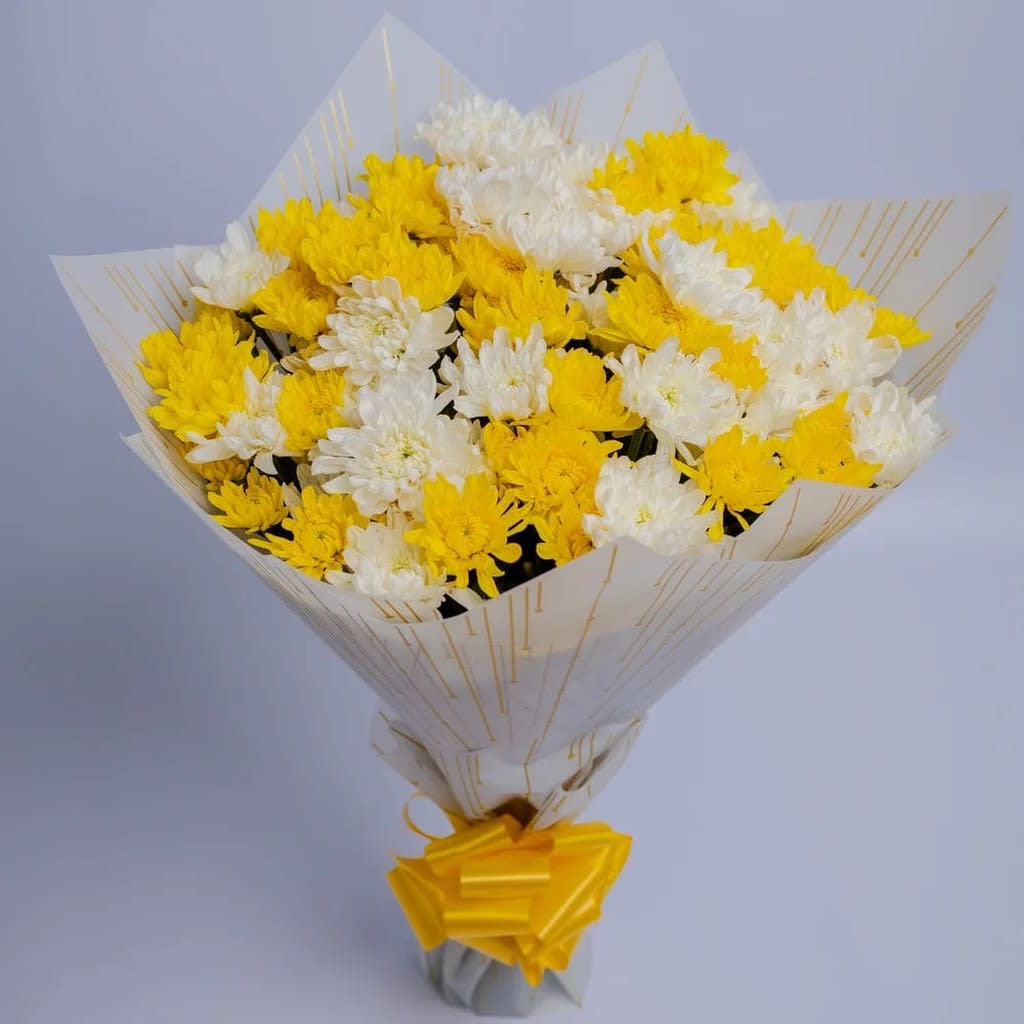 Sunshine Blooms Yellow & White Chrysanthemums - view 1