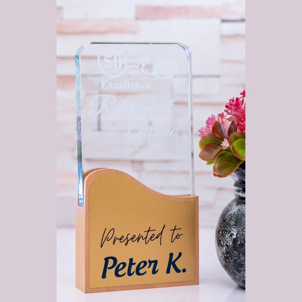 Rectangular Wooden Awards with Wooden Base - view 1