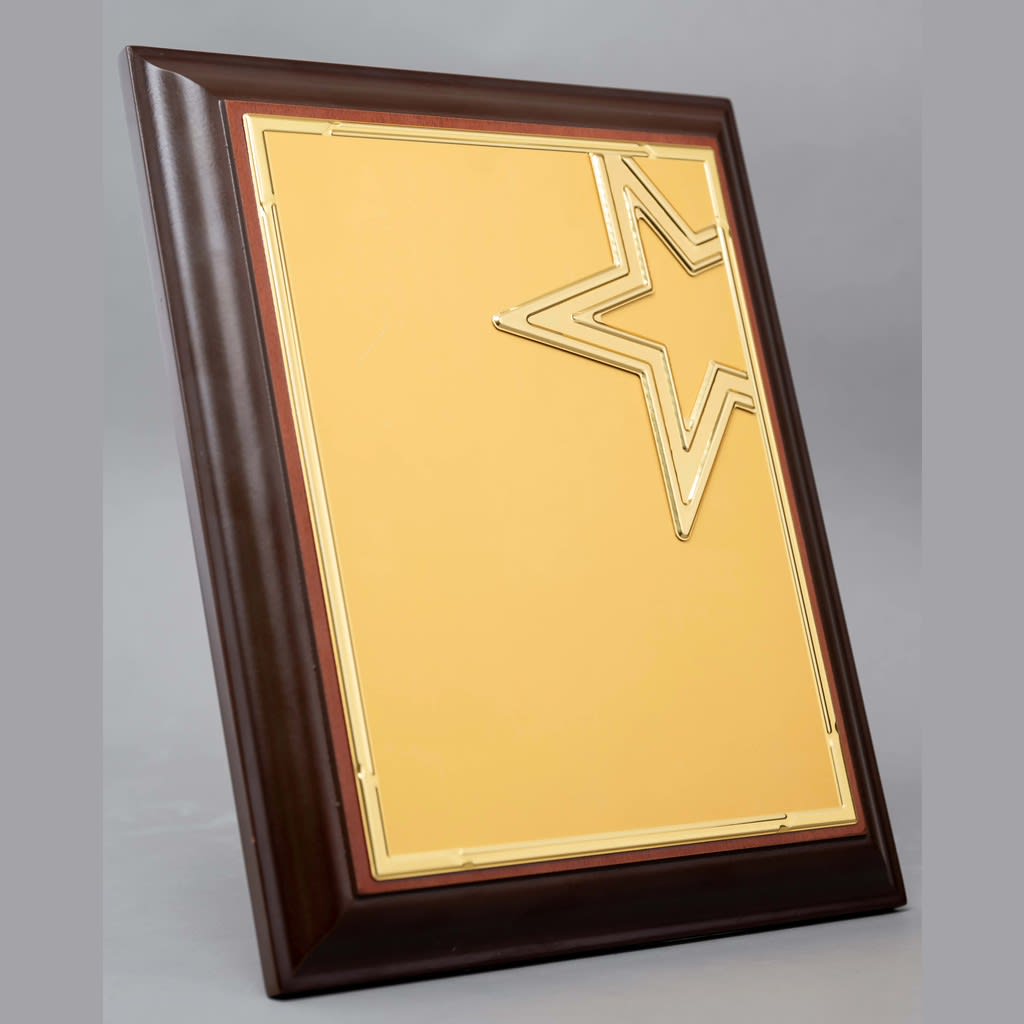 A4 Wooden Rectangular Award with Star Motif - view 1