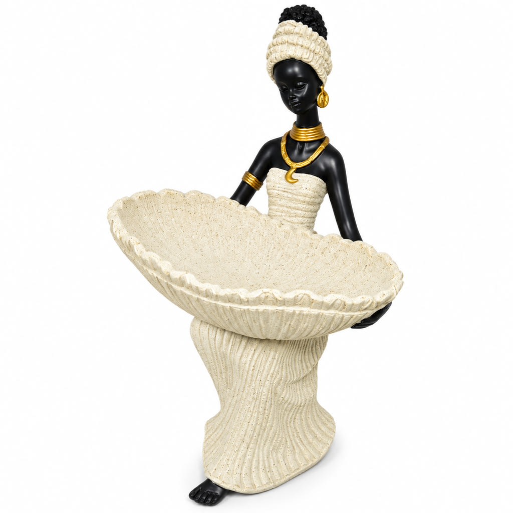 African Woman Statue (Cream) - view 1