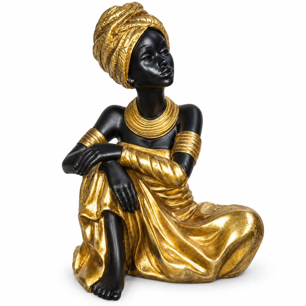 African Woman Statue (Gold) - view 1
