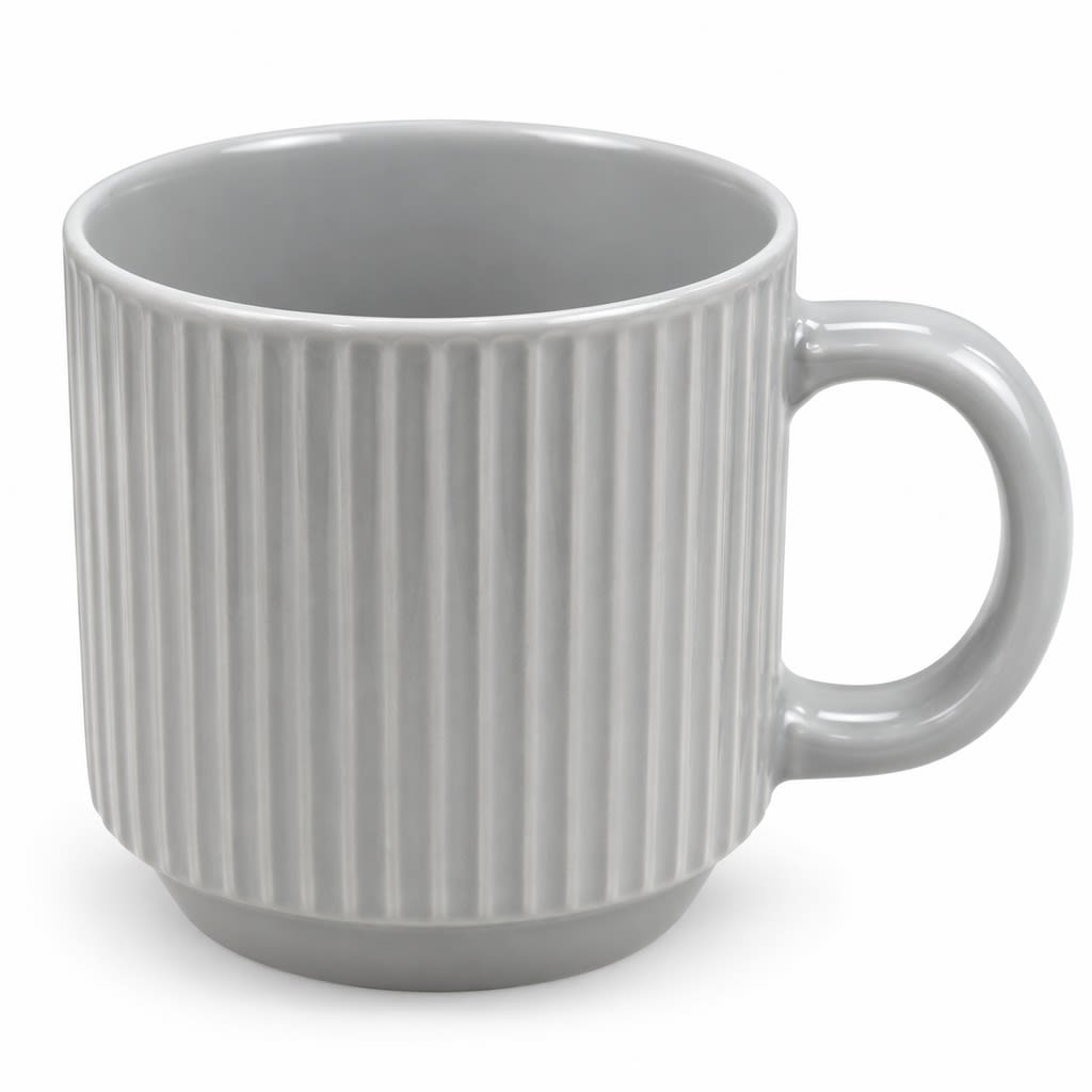 Ribbed Grey Ceramic Mug - view 1