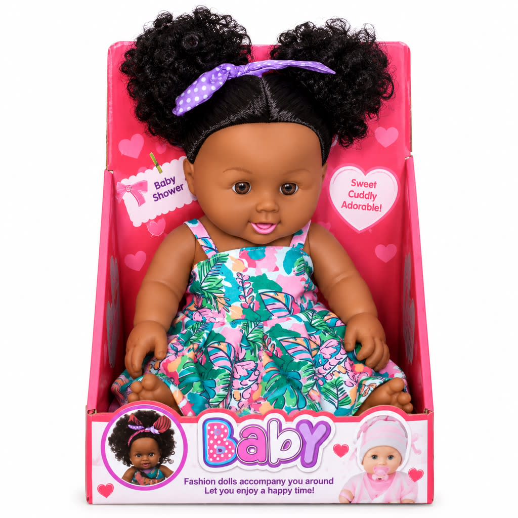 Adorable Baby Doll with Curly Pigtails - view 1