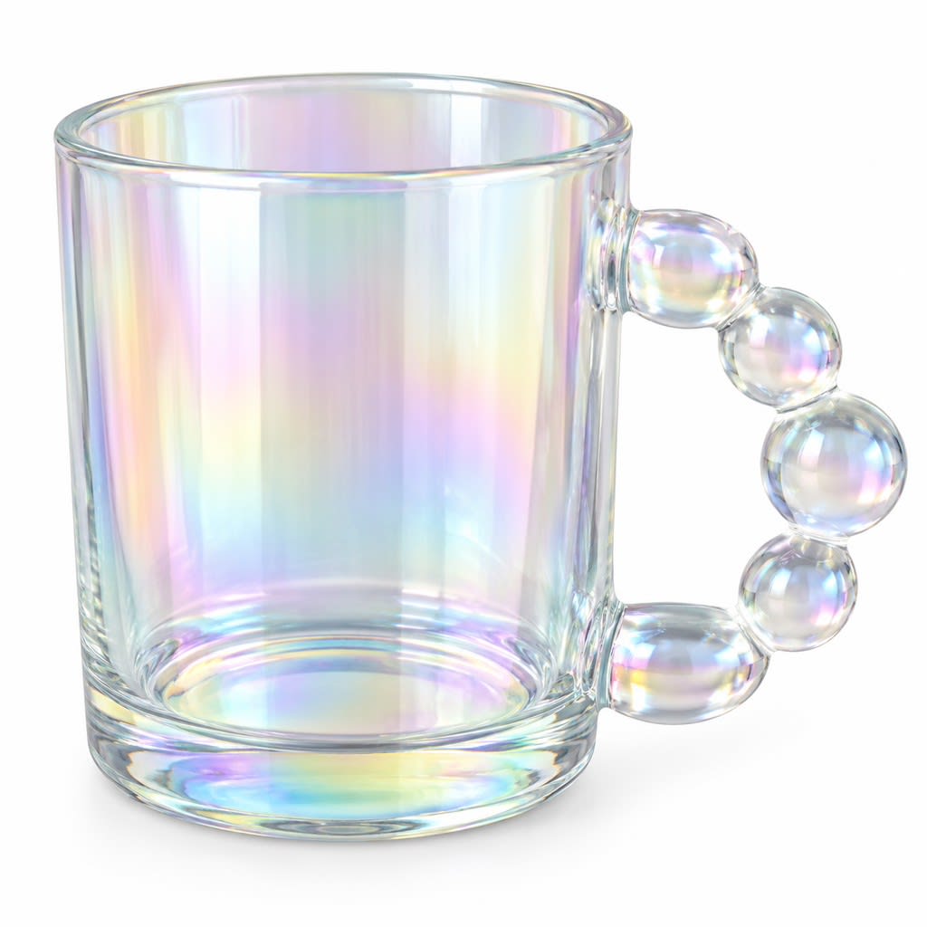 Iridescent Beaded Handle Glass Mug - view 1