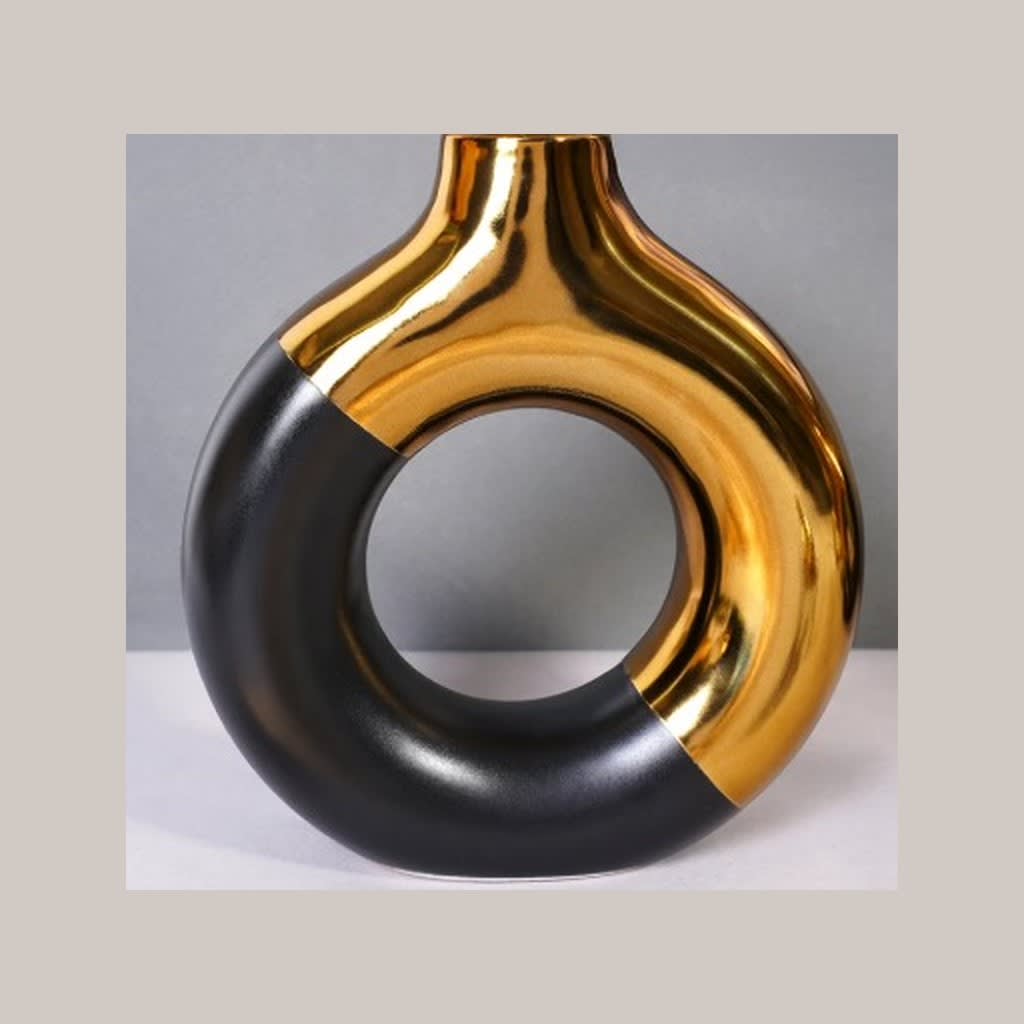 Decorative Ceramic Flower Vase (Grey & Black) - view 1
