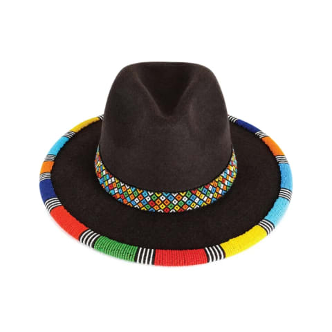 Black Beaded Maasai Hat