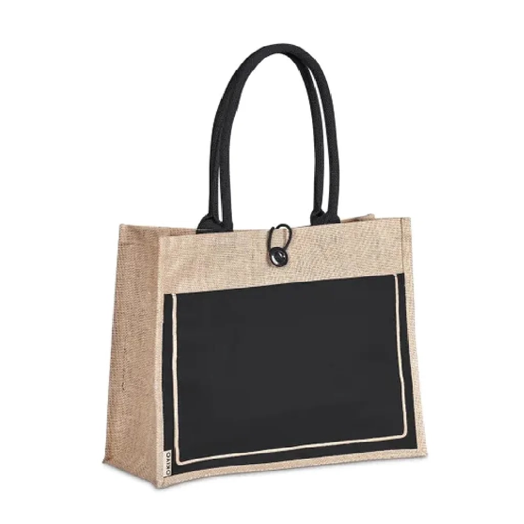 Natural Burlap Jute Bag with colored Pocket (A3)