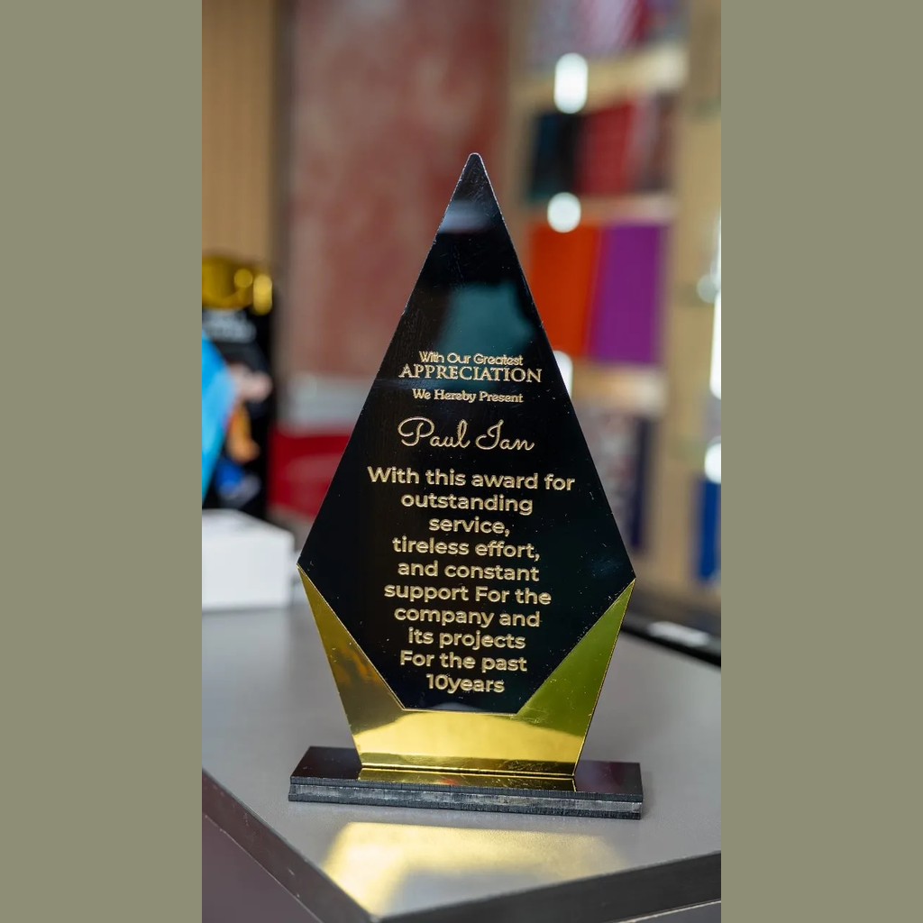 Black and Gold Diamond Acrylic Award