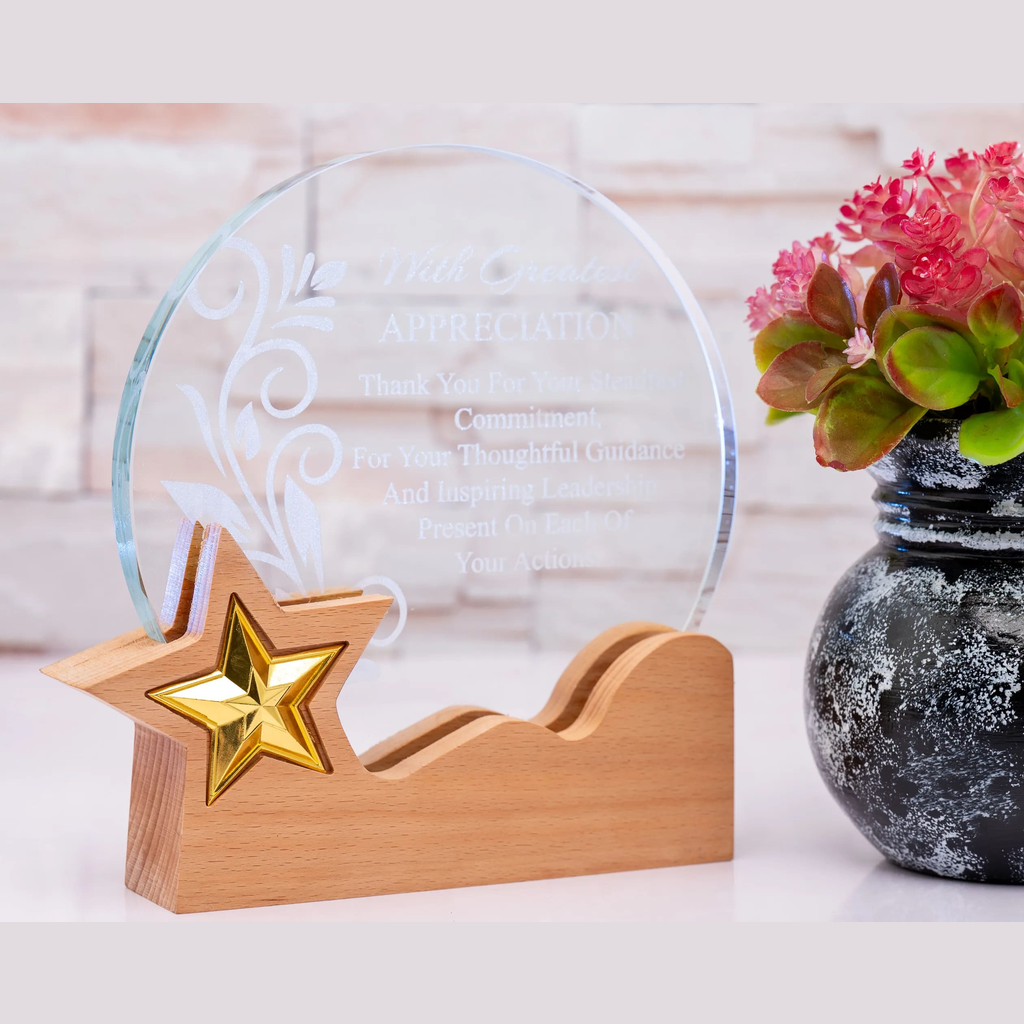 Fancy Circular Awards with Wooden Base