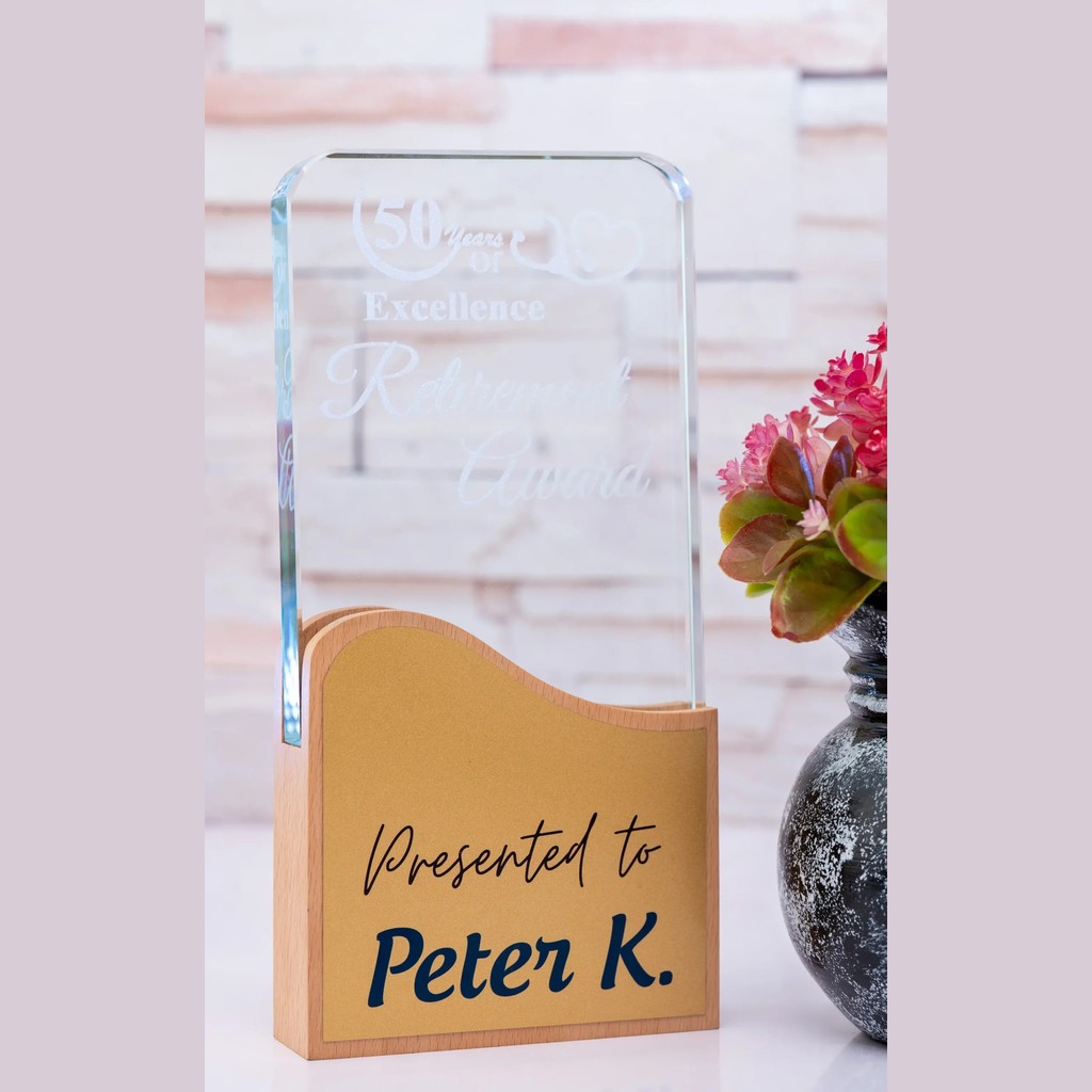 Rectangular Wooden Awards with Wooden Base