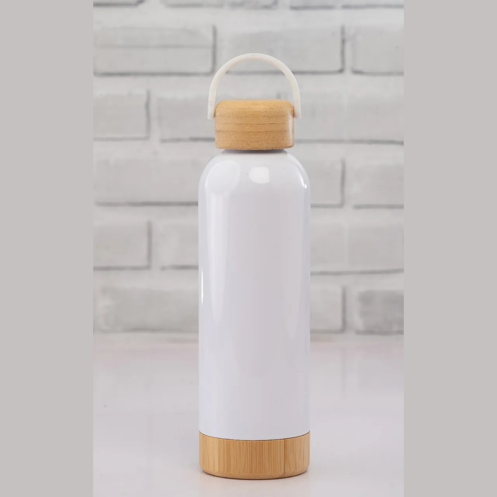 Double Wall Flask with Bamboo Base and Cap