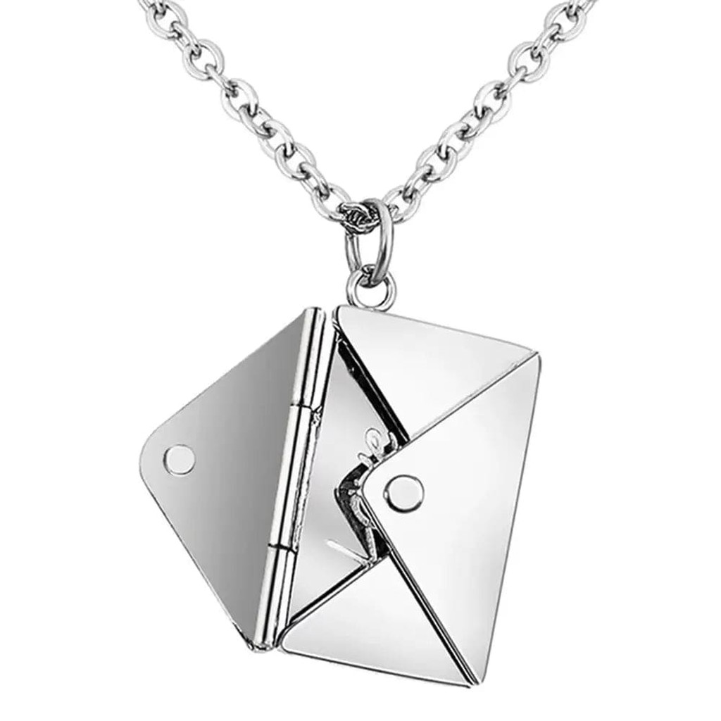 Love Letter Envelope Pendant Necklace - Silver