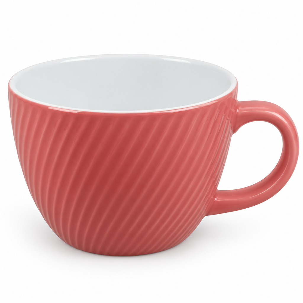 Ribbed Coral Ceramic Cup