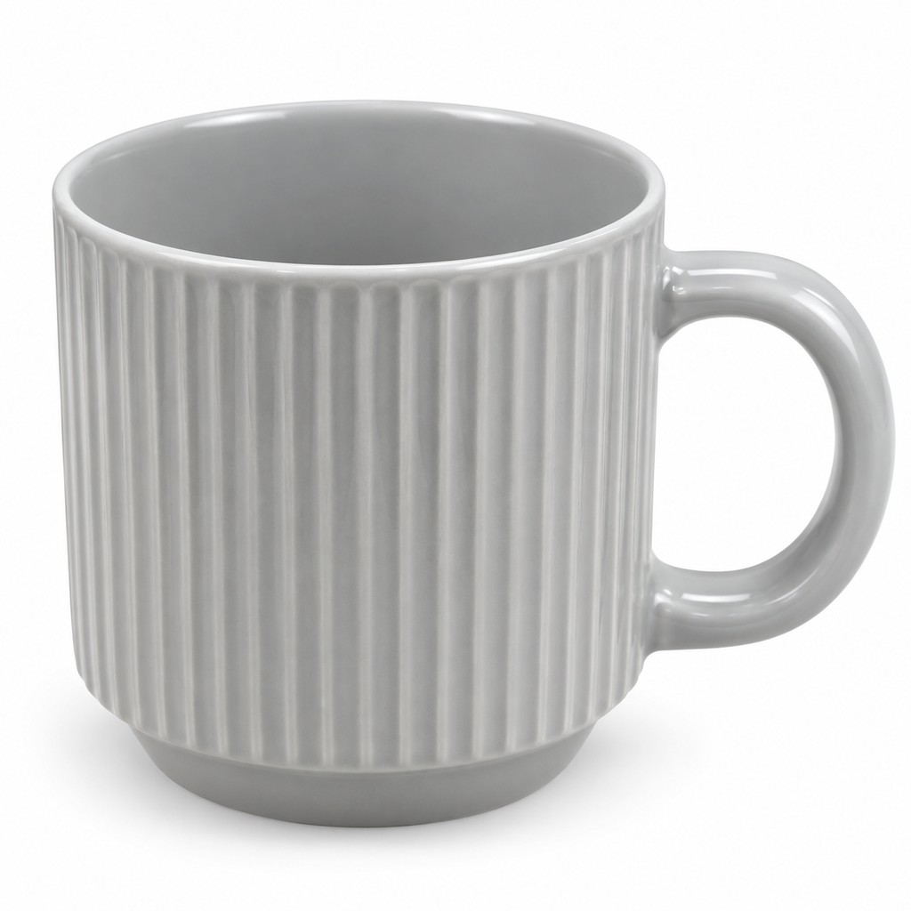 Ribbed Grey Ceramic Mug