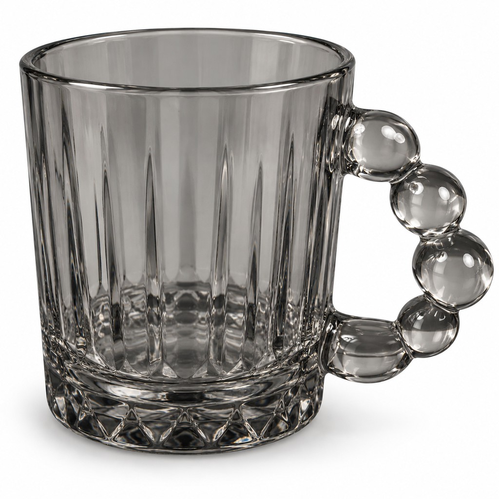 Smoky Glass Beaded Handle Mug