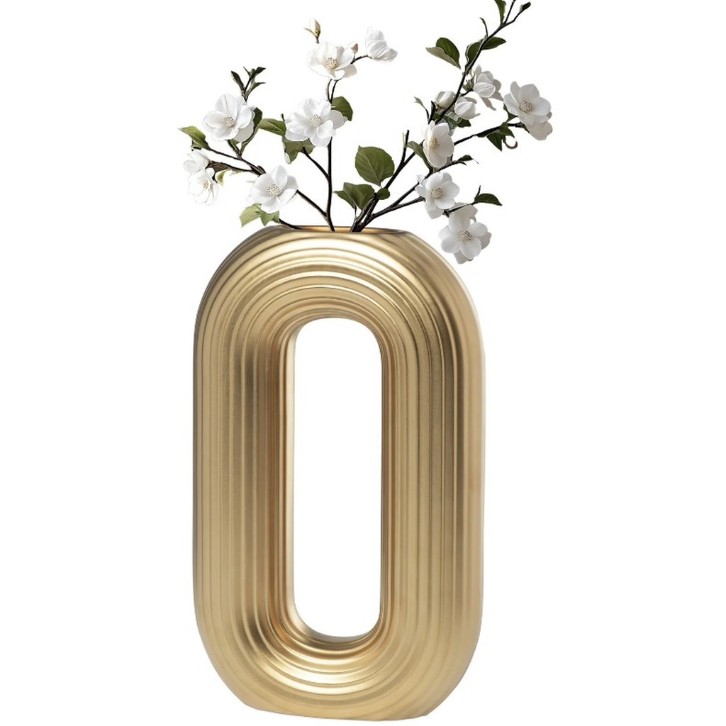 Decorative Ceramic Flower Vase (Grey & Beige)