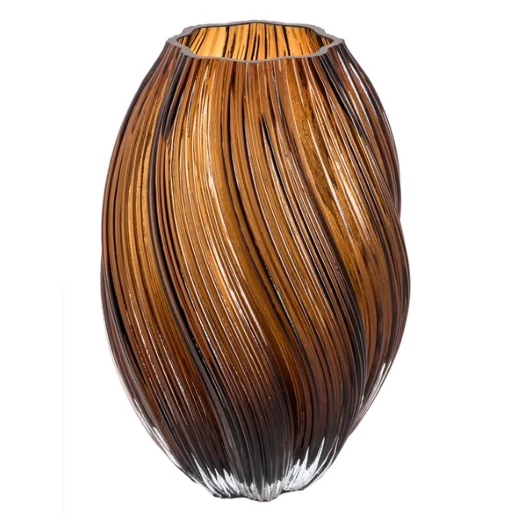 Decorative Ceramic Flower Vase (Brown & Gold)