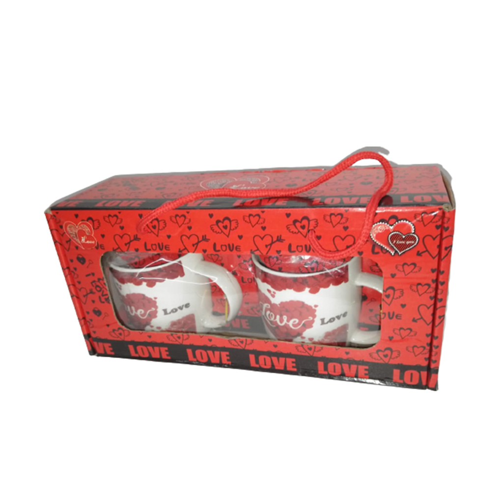 A Pair of Valentine's Coffee Mug (Red & Grey)