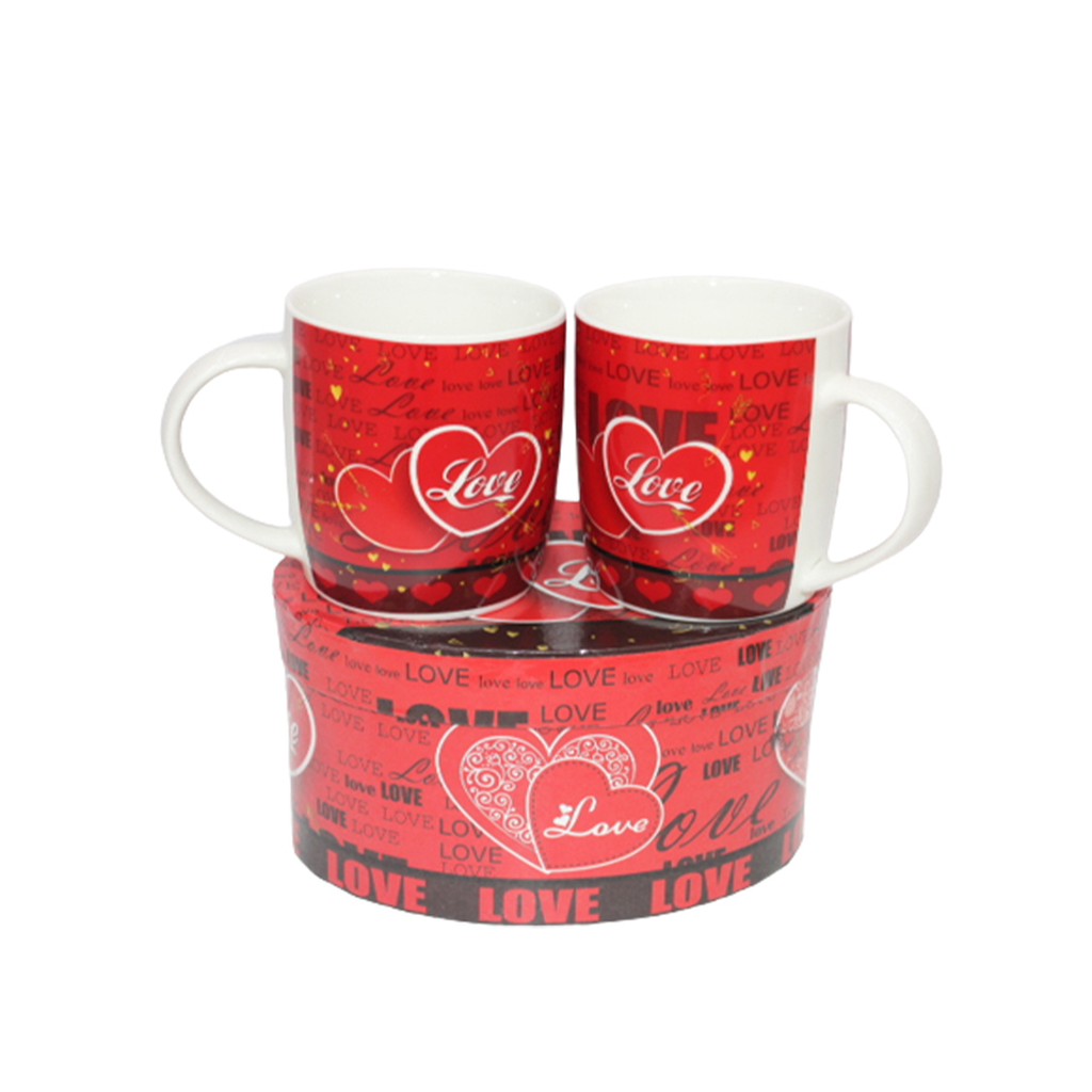 Valentine's Day Ceramic Mugs (Red & Gold)